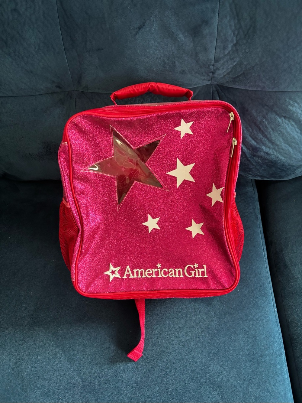 American Girl Sparkle Doll Tote pink glitter backpack